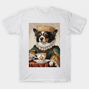 Aristocratic dog drinking a cup of tea T-Shirt